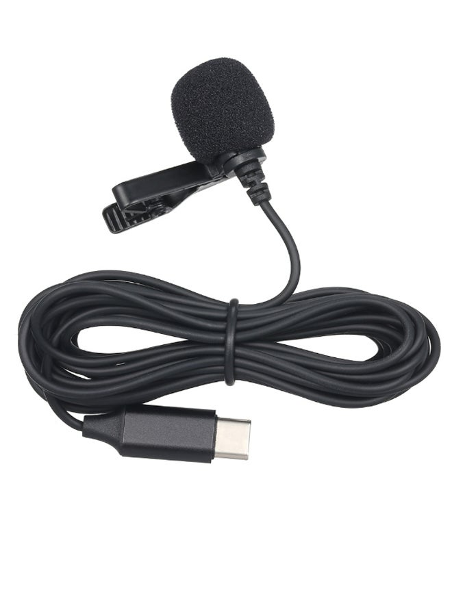 TYPE-C Recording Clip-on Microphone V7747 Black