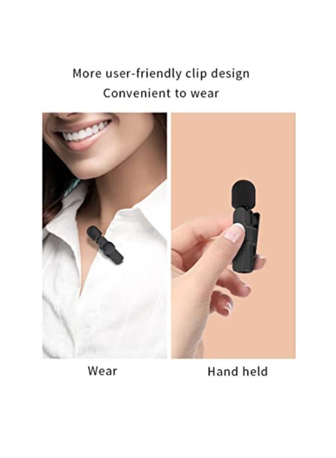 K8 Wireless Collar Clip Microphone For iPhone/iPad & Type C Mobile Phones Supported Lapel Lavalier Mic