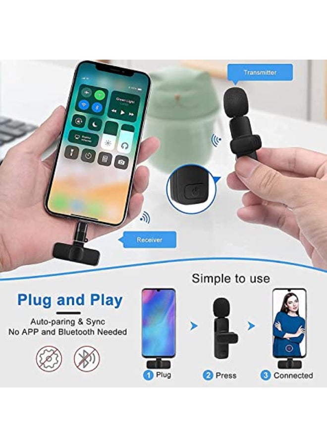 K8 Wireless Collar Clip Microphone For iPhone/iPad & Type C Mobile Phones Supported Lapel Lavalier Mic