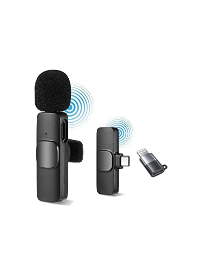 K8 Wireless Collar Clip Microphone For iPhone/iPad & Type C Mobile Phones Supported Lapel Lavalier Mic