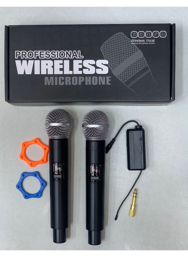 Wireless Microphone Handheld Microphone Wireless with Rechargeable Receiver Rechargeable Mic System for House Parties, Outdoor Party, Singing, Classroom (Duel Cordless)