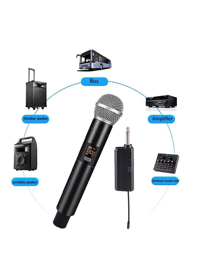 Wireless Microphone Handheld Microphone Wireless with Rechargeable Receiver Rechargeable Mic System for House Parties, Outdoor Party, Singing, Classroom (Duel Cordless)