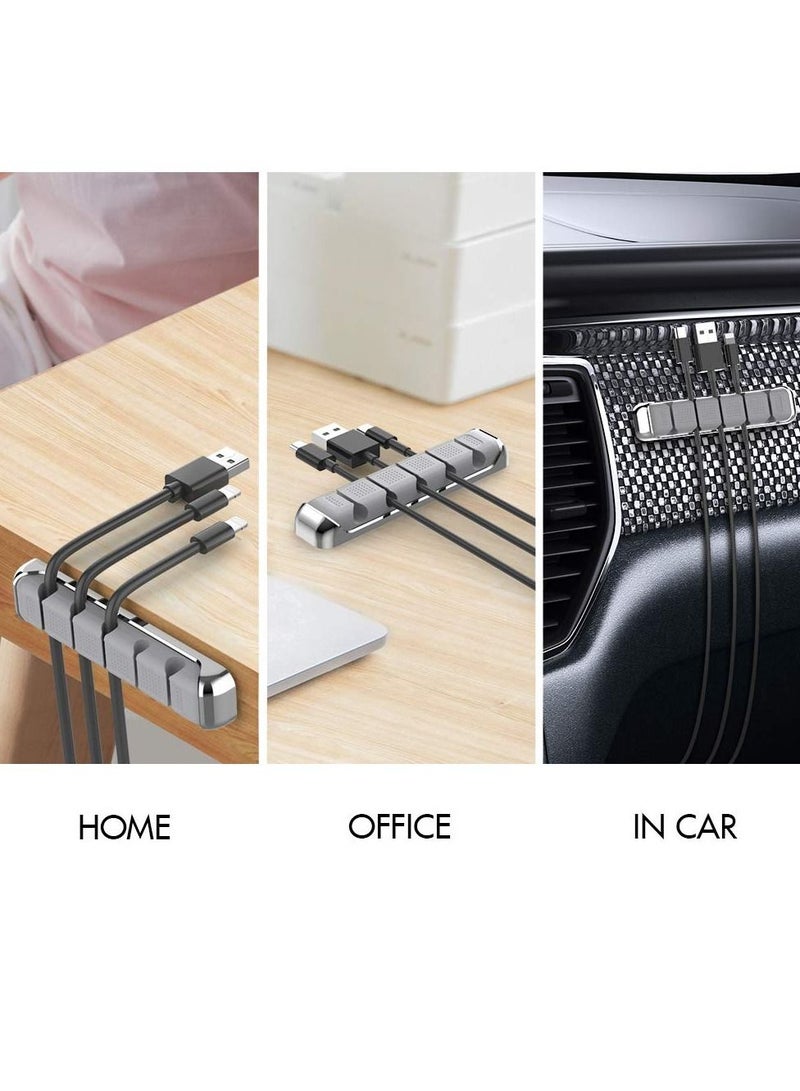 Cord Organizer, Cable Organizer Holder 5 Slots Desktop Cord Wire Clips Keeper for Organizing USB Cable/Power Cord/Wire Home Office and Car (Grey)