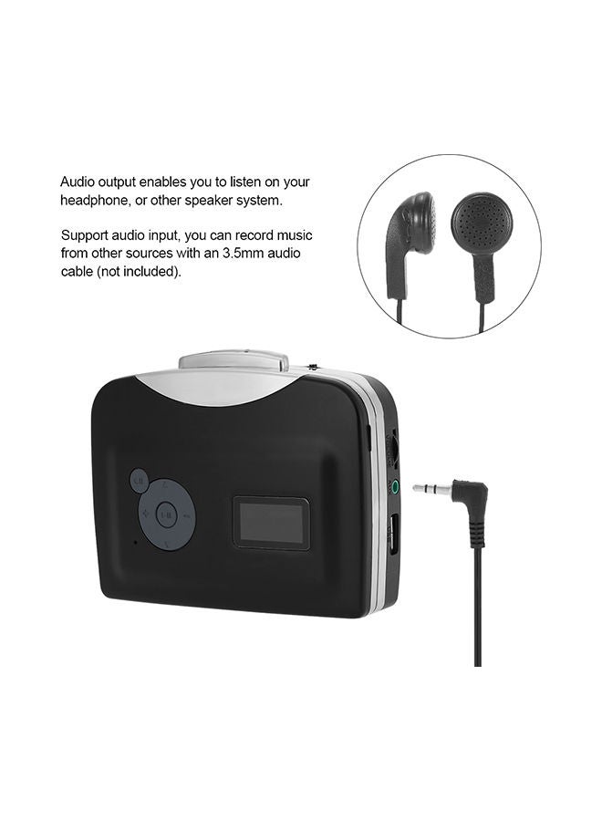 Cassette Tape-To-MP3 Converter With Earphones V242 Black/White