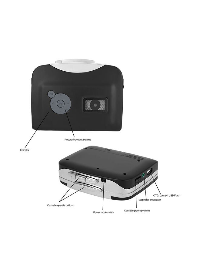 Cassette Tape-To-MP3 Converter With Earphones V242 Black/White
