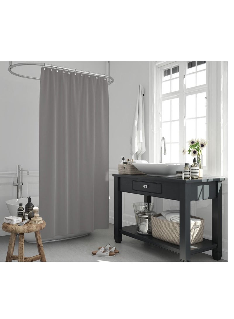 Solid Stone Color Shower Curtain Heavy Duty Design With 12 Grommets And Hooks 180 x 180cm