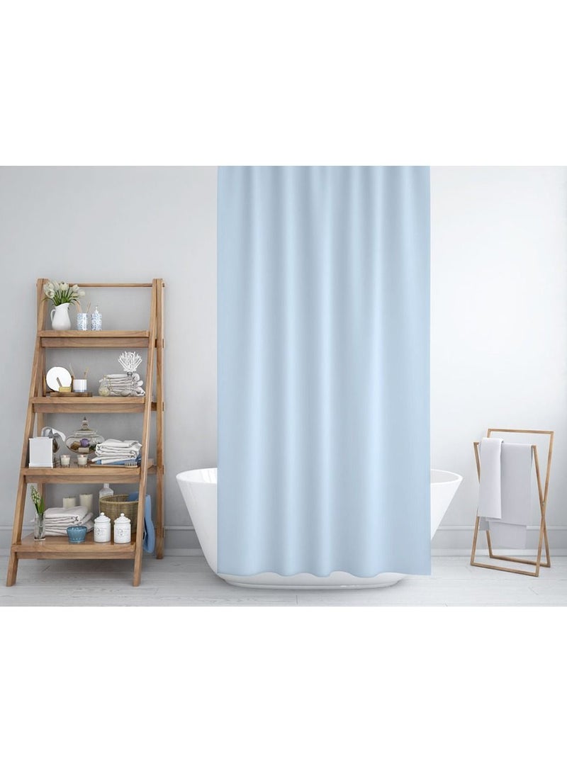 Solid Blue Color Shower Curtain Heavy Duty Design With 12 Grommets And Hooks 180 x 180cm