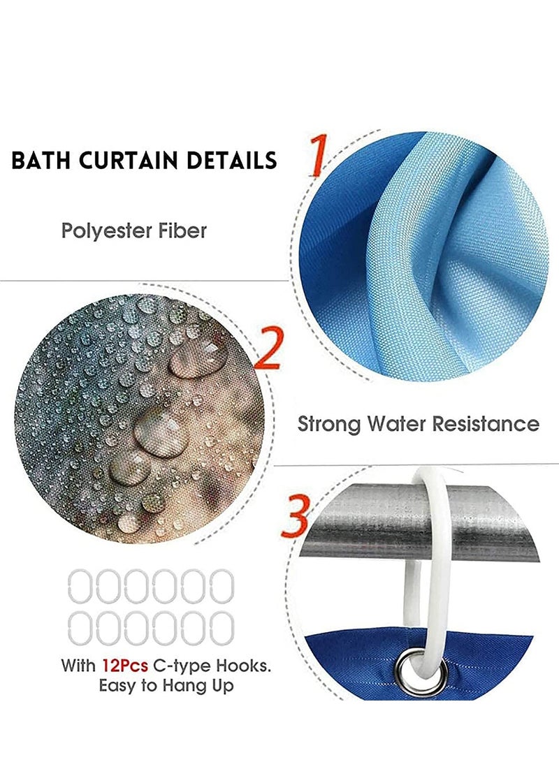 Shower Curtain Set Marble Shower Curtain Set 4Pcs with Rugs Toilet Lid Cover Bath Mat Purple Green Geometric Texture Shower Curtain with 12 Hooks Durable Waterproof Fabric for Bathroom (72 x 72)