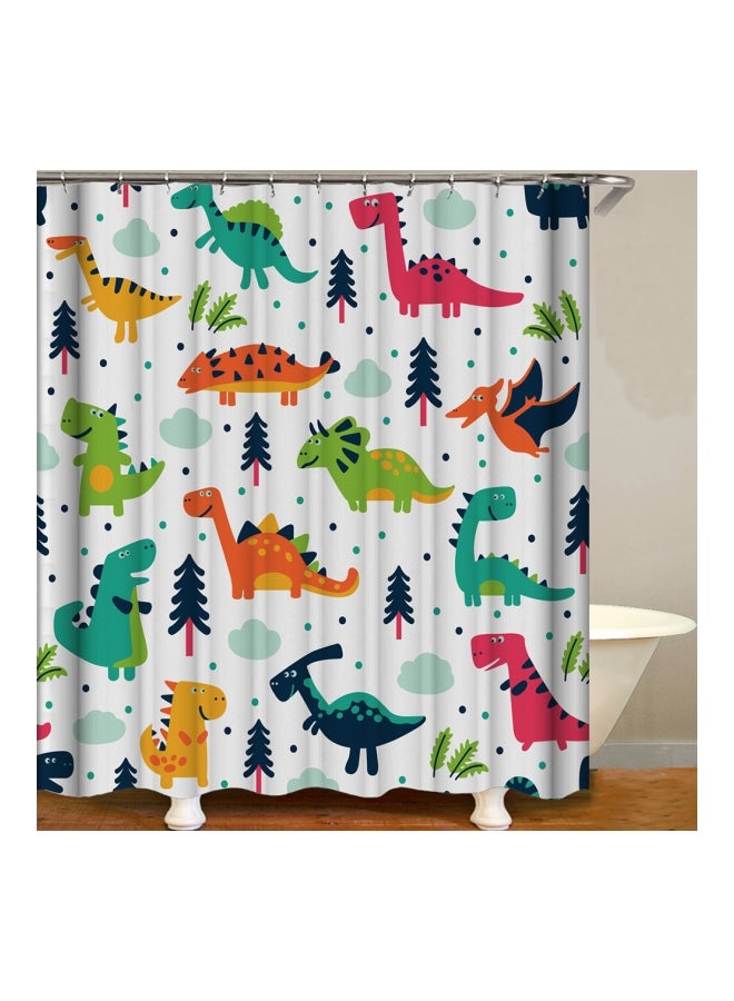 Waterproof Shower Curtain With Hanging Hooks White/Orange/Pink 180x180cm