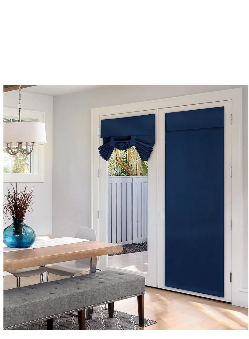 1 Panel French Door Curtains Privacy Blackout Curtains 26 X 68 Inch Navy Room Darkening for Glass Door Thermal Insulated Tie Up Shades Window Bedroom