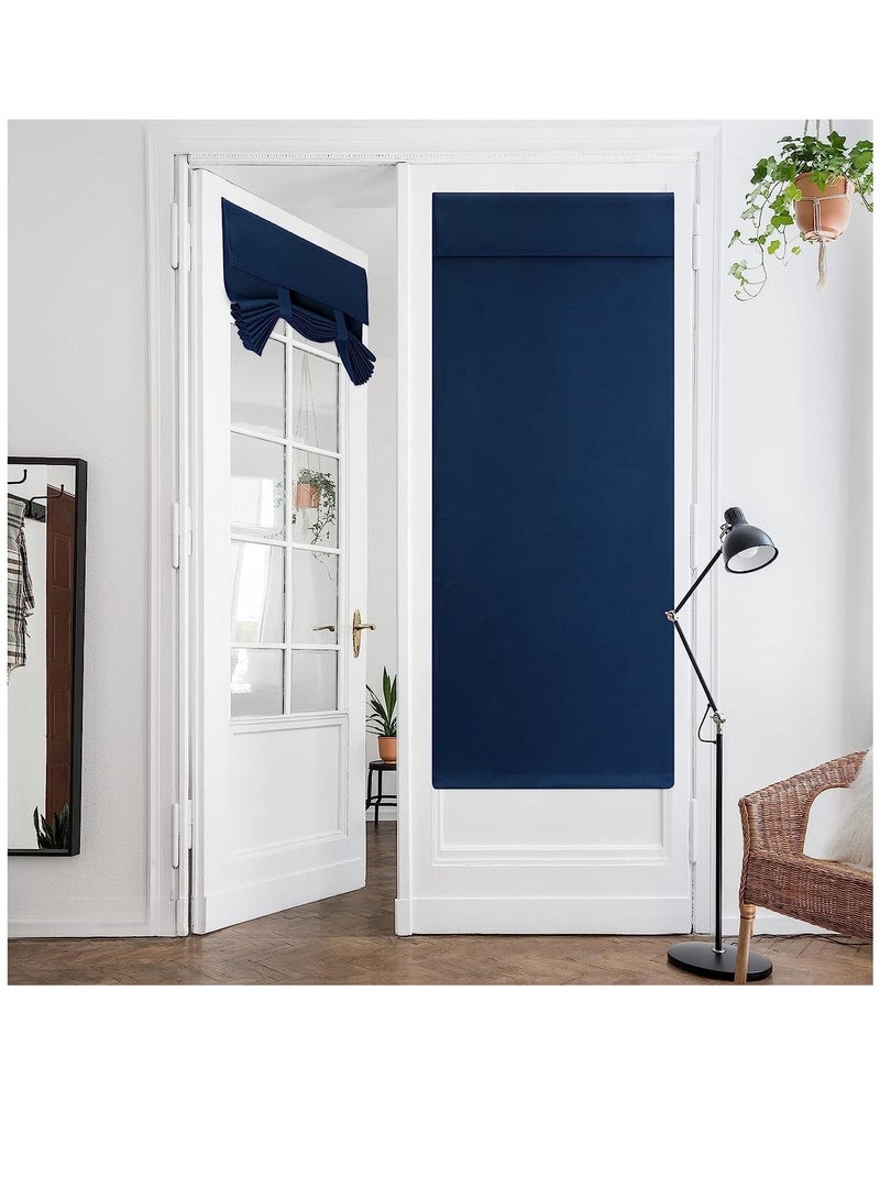 1 Panel French Door Curtains Privacy Blackout Curtains 26 X 68 Inch Navy Room Darkening for Glass Door Thermal Insulated Tie Up Shades Window Bedroom