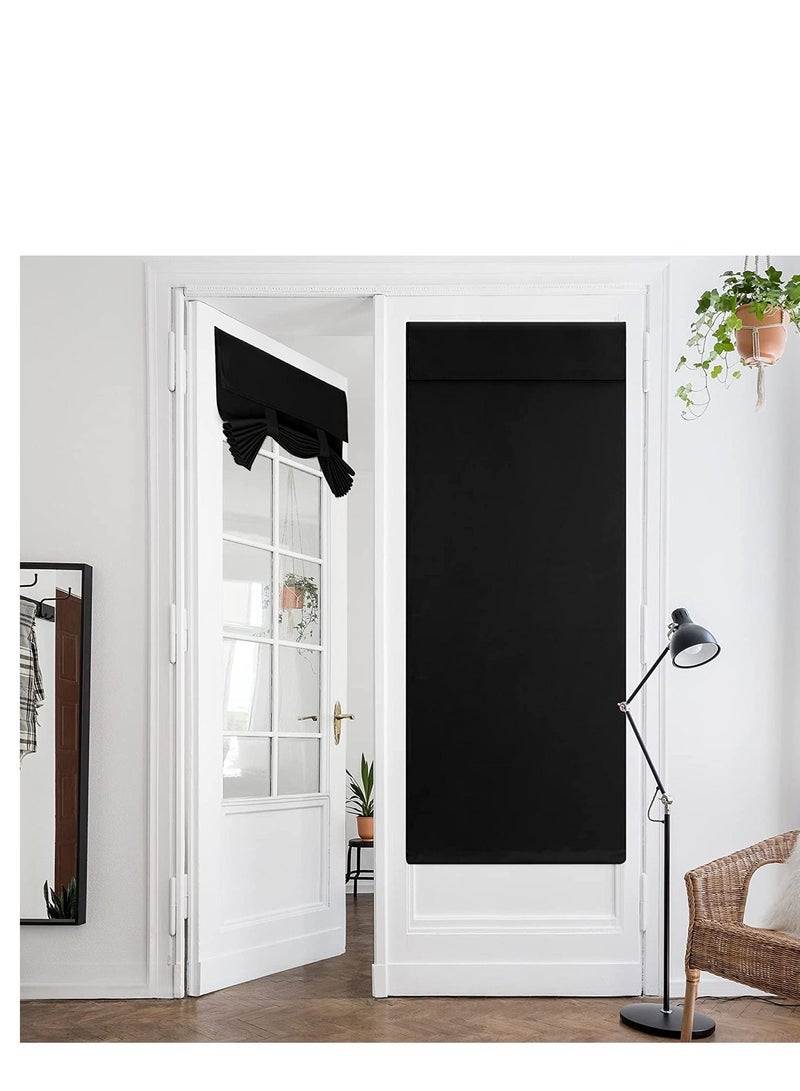 1 Panel French Door Curtains Privacy Blackout Curtains 26 X 68 Inch Black Room Darkening for Glass Door Thermal Insulated Tie Up Shades Window Bedroom