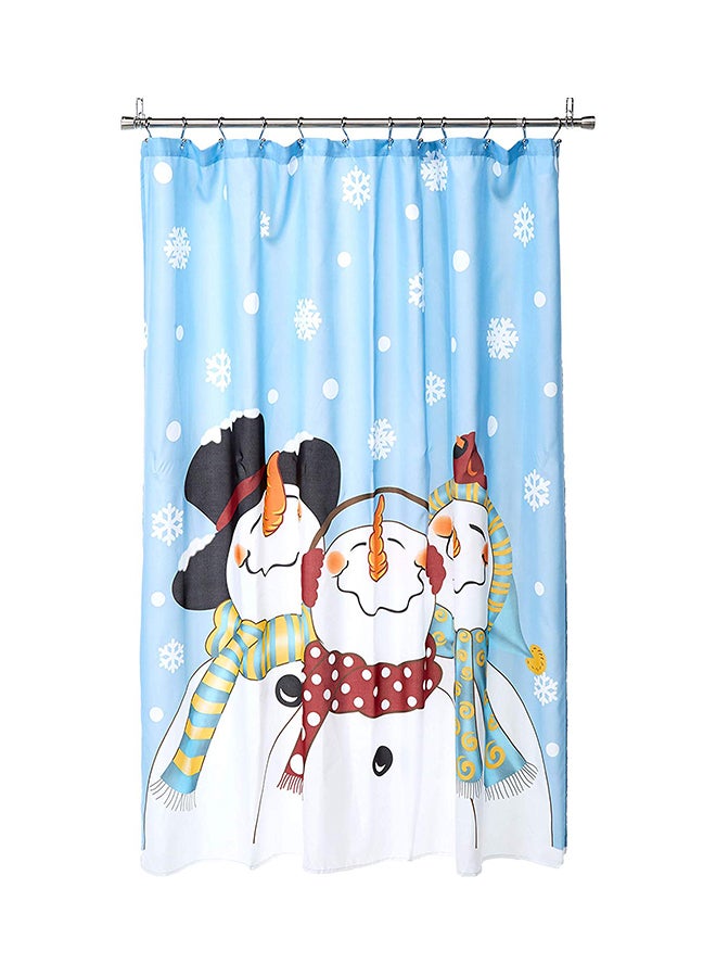 Snowman Printed Fabric Waterproof Shower Curtain Multicolor 180 x 150cm