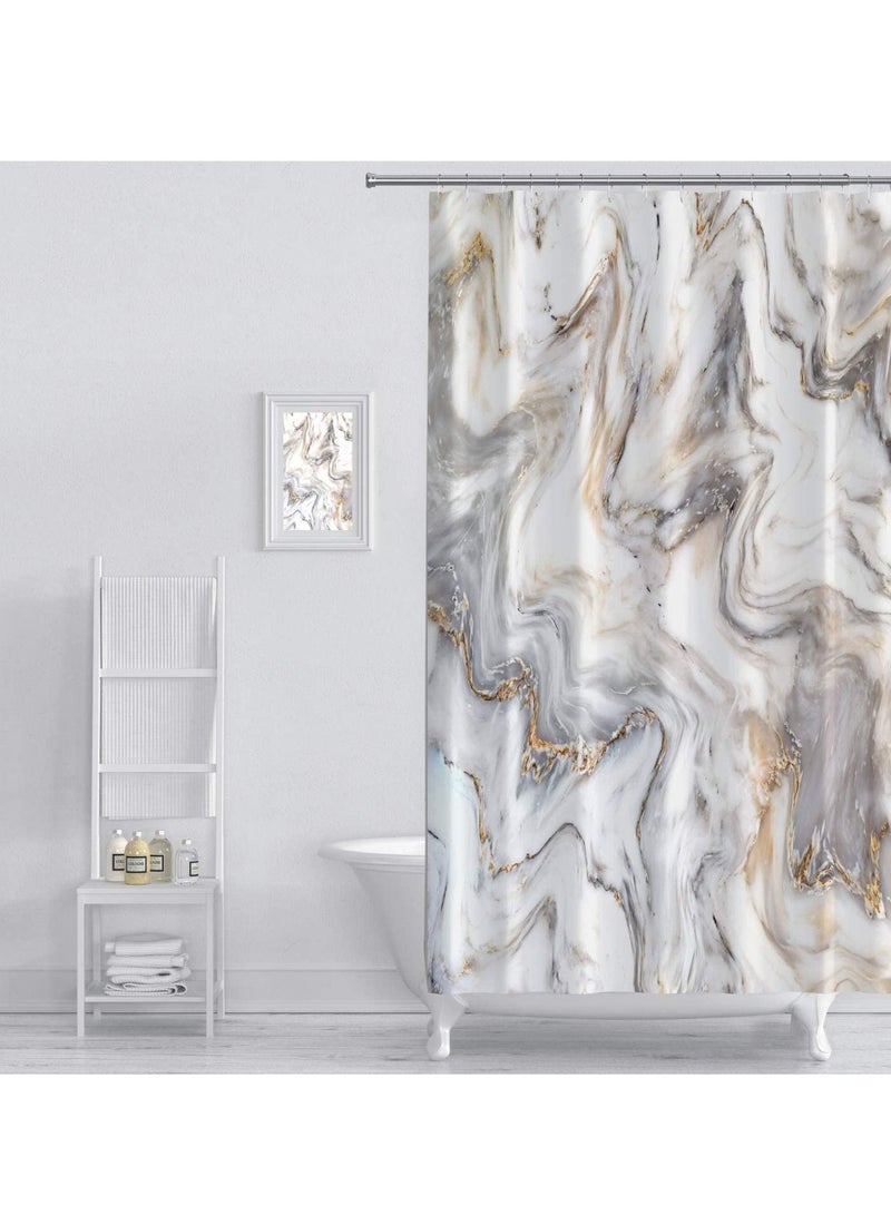 Grey Gold Marble Shower Curtain Liner 70 x 70in , Waterproof Abstract Modern Shower Curtain for Standard Bathtub, Luxury Shower Curtain for Bathroom Decor, Washable Fabric Shower Curtain Set