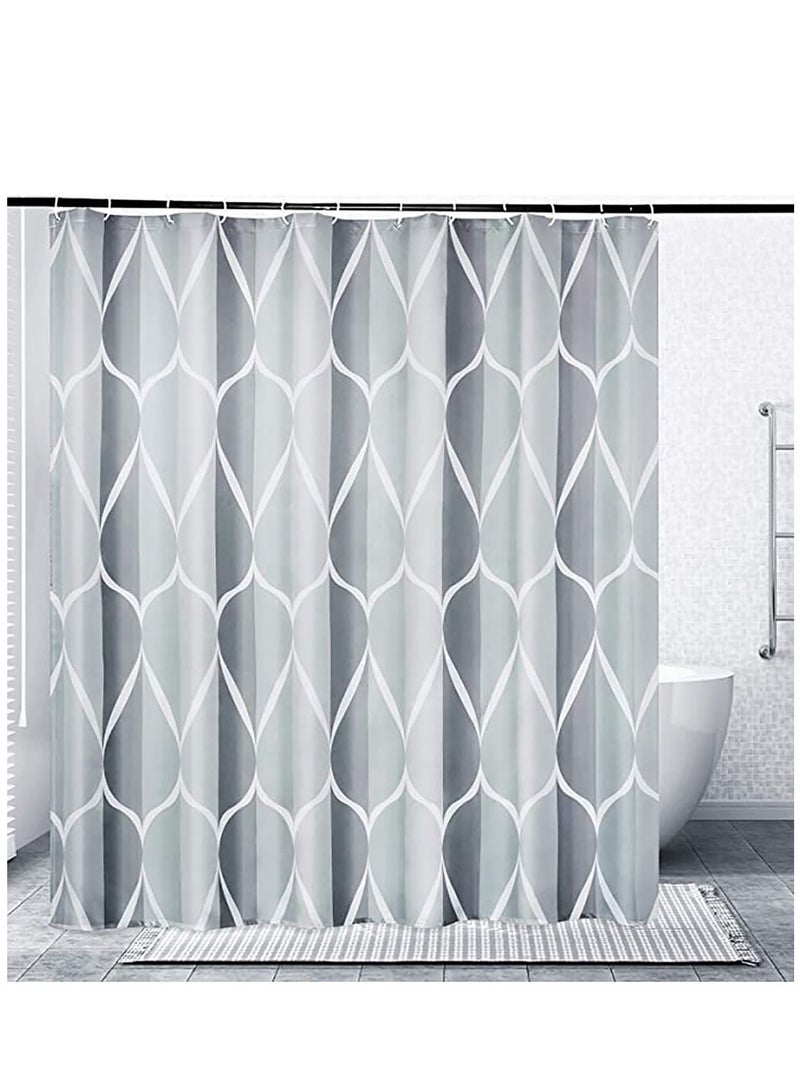 Grey Fabric Shower Curtain, Waterproof Design and Polyester, Shower Curtains Set for Bathroom W 72 x H 72, Durable and Washable with 12 Hooks