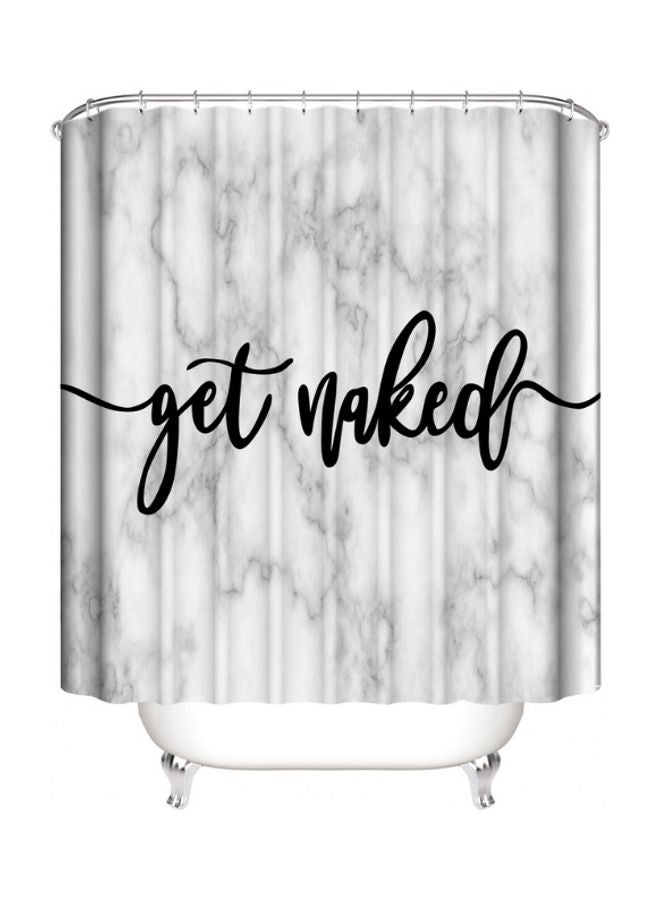 Marble With Slogan Design Shower Curtain With Hooks White 165 x 180cm