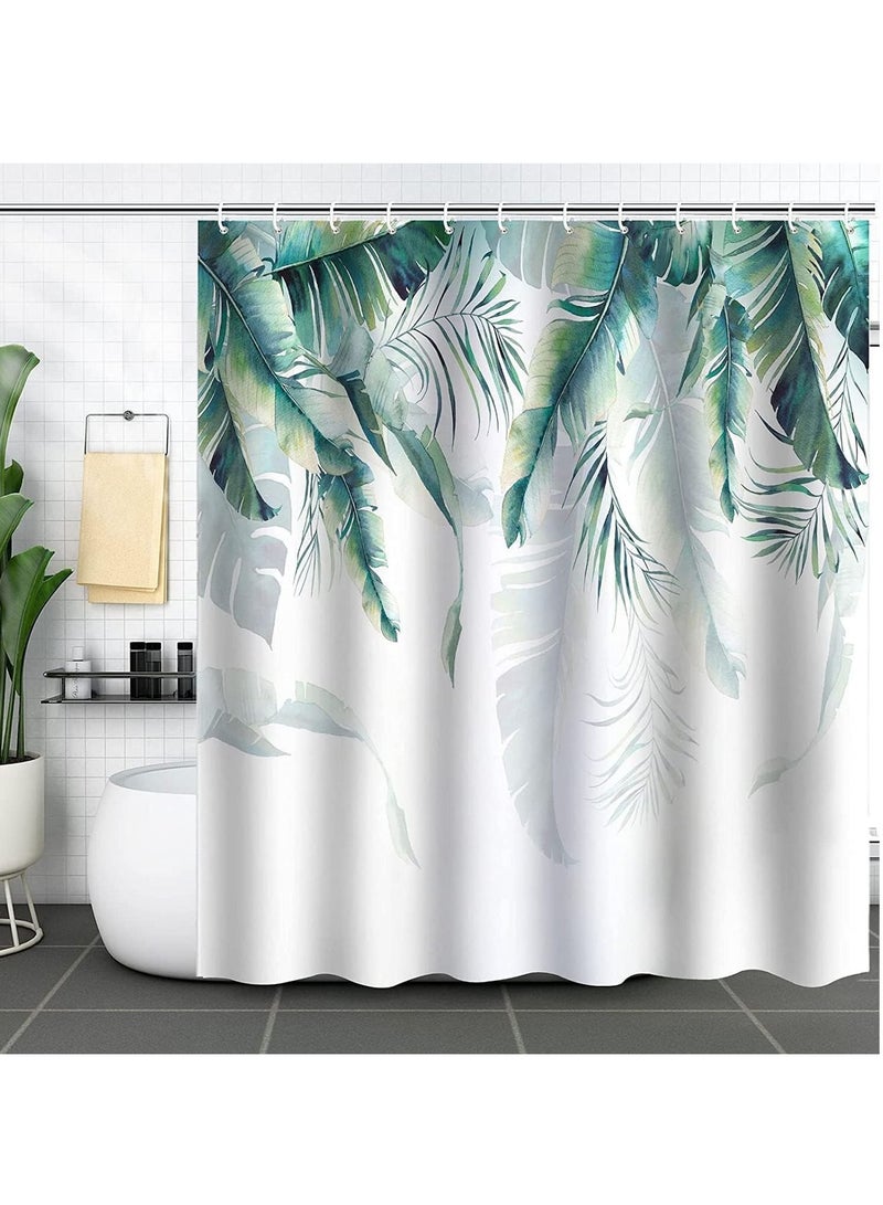 Eucalyptus Shower Curtain Watercolor Leaves on The Top Plant with Floral Bathroom Decoration Shower Curtain Sets 180 x 180 cm with Hooks