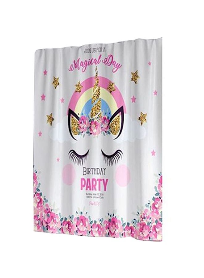 Unicorn Printed Shower Curtain With Hook White/Pink/Black 165x180cm