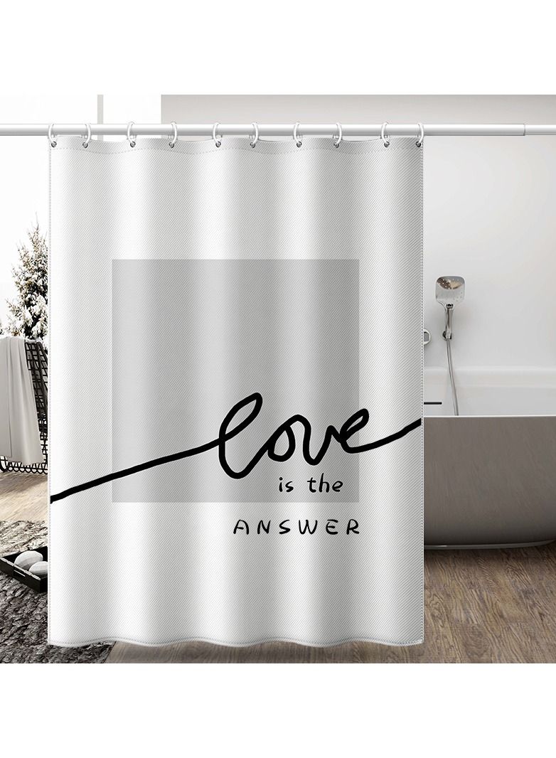 Thickened Premium Shower Curtain, MISTYBLUE Waterproof Fabric with Modern Design, Mildew Stain Resistant Shower Drape for Bathroom and Laundry Room, 12 Hooks Included, 180*180cm
