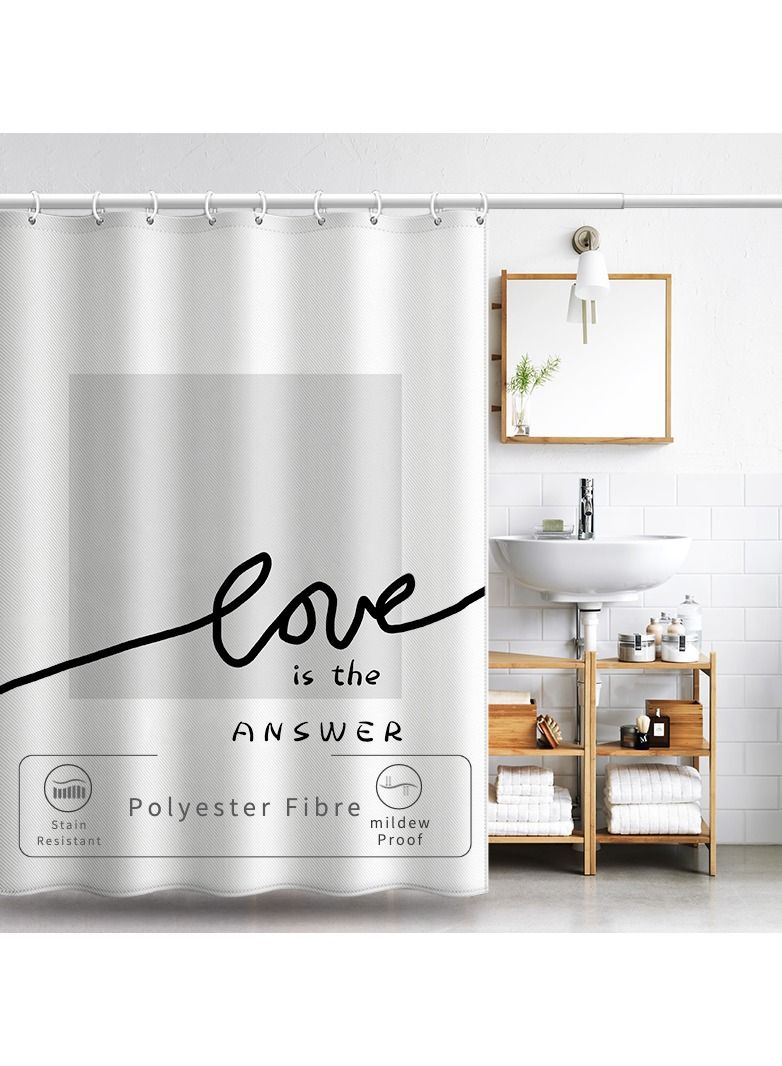 Thickened Premium Shower Curtain, Waterproof Fabric with Modern Design, Mildew Stain Resistant Shower Drape for Bathroom and Laundry Room, 12 Hooks Included, 180*180cm