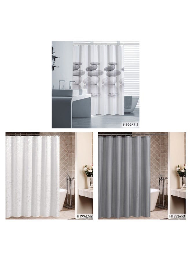 Printed Bathroom Curtain White/Grey 72x72inch