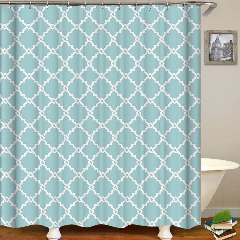 Printed Shower Curtain Blue/White 430grams