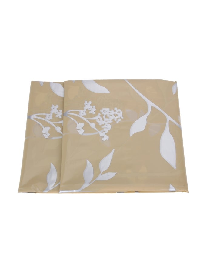 Leaf Printed Shower Curtain Beige/White/Grey 180x180cm