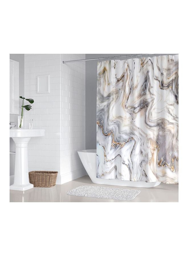 Marble Printed Shower Curtain With Hook White/Grey 165x180cm