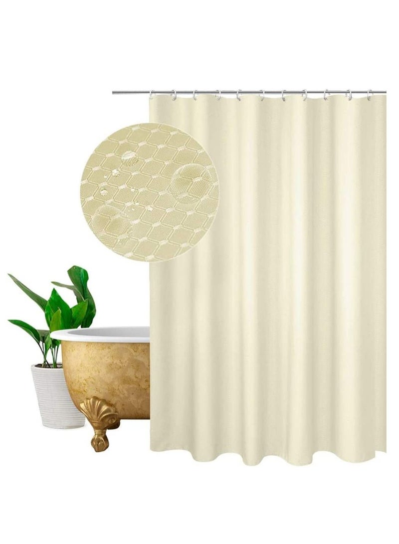 Premium Shower Curtain Waterproof Thickened Polyester Fabric Durable Mildew Stain Resistant Stylish Curtain (180 x 180 cm) Cream