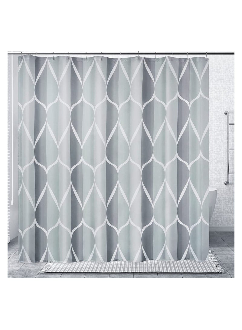 Gray Shower Curtains for Bathroom, Waterproof Design and Polyester, Fabric Shower Curtain with Weighted Hem and 12 Hooks, Quick-Drying, Shower Curtains Set for Bathroom W 72 x H 72