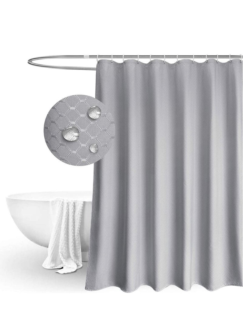 Premium Shower Curtain Waterproof Thickened Polyester Fabric Durable Mildew Stain Resistant Stylish Curtain (180 x 180 cm) Silver Grey