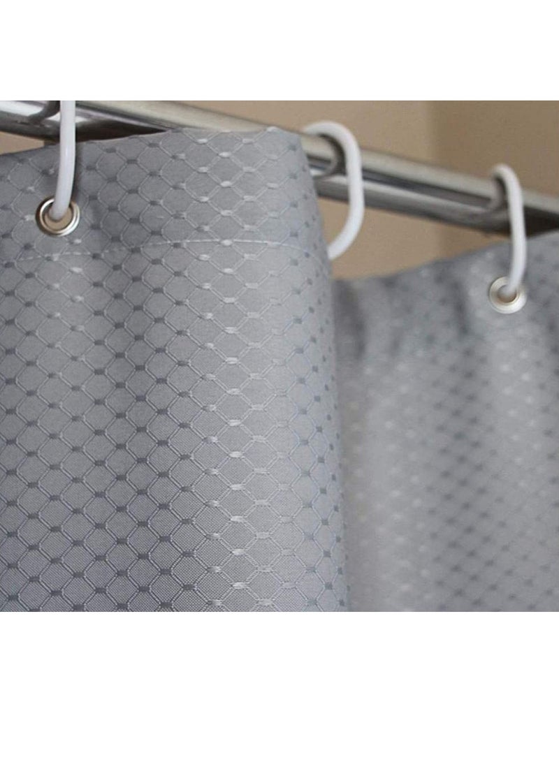 Premium Shower Curtain Waterproof Thickened Polyester Fabric Durable Mildew Stain Resistant Stylish Curtain (180 x 180 cm) Silver Grey