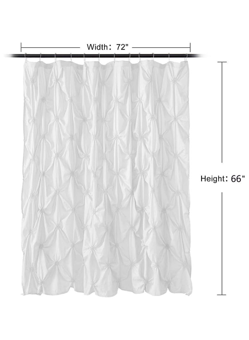 Shower Curtain, Green Eucalyptus Watercolor Plant Leaves with Floral Bathroom Decor Waterproof Fabric Shower Curtain with 12 Hooks, 72x66 Inch Bath Accessories Art Home Decor Fabric (White Wrinkle)