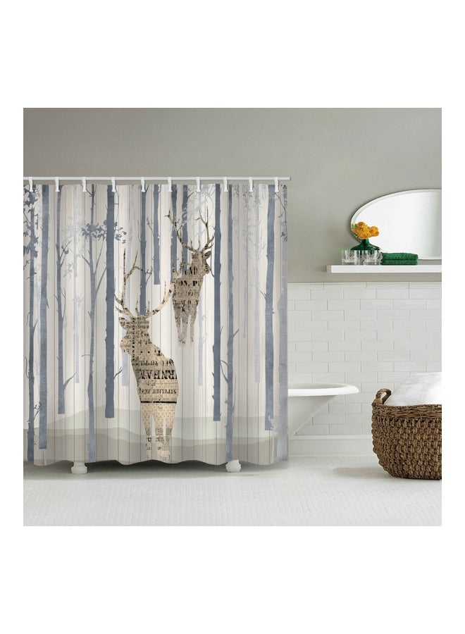 Printed Polyester Bath Curtain Multicolor 25x20x3centimeter