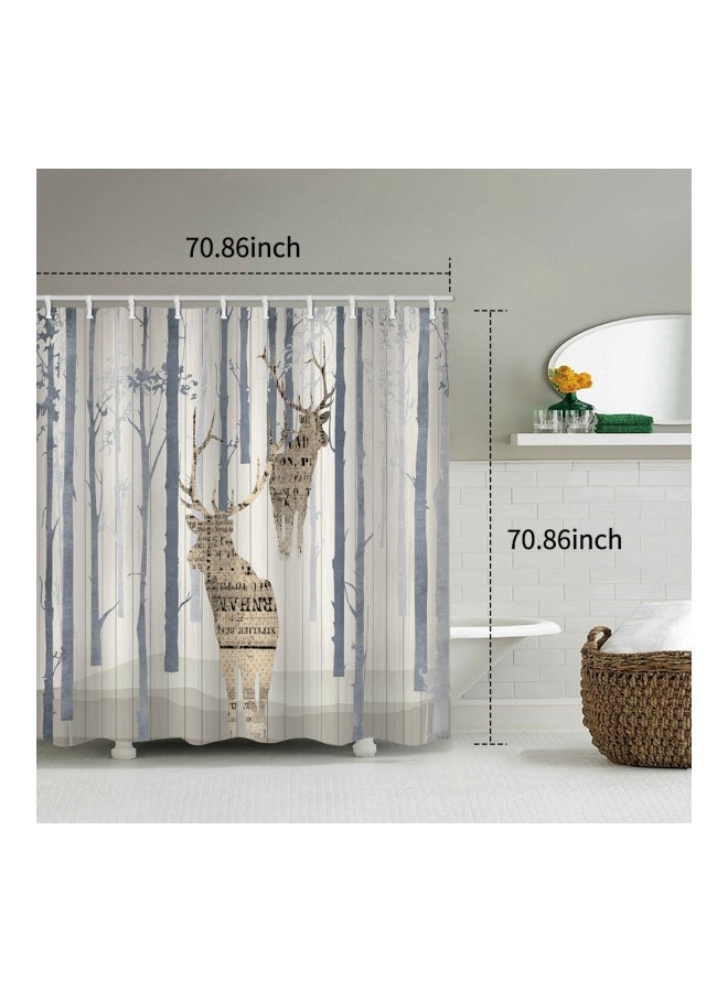 Printed Polyester Bath Curtain Multicolor 25x20x3centimeter