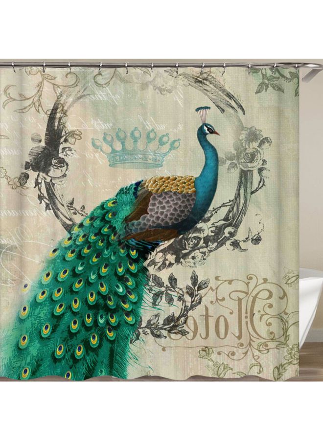 Peacock Printed Shower Curtain Multicolour