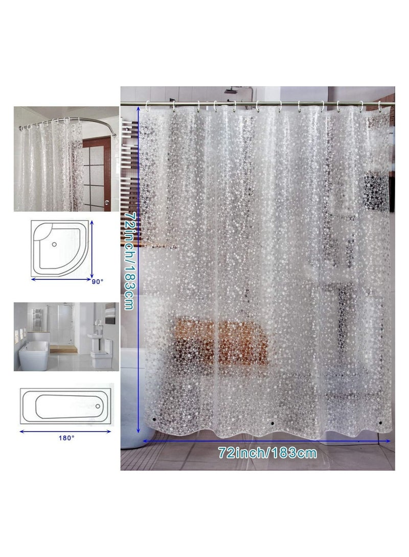 Shower Curtain Liner, Waterproof  8G EVA Thick Shower Curtain with Heavy Duty 3 Bottom Magnets, Shower Liner for Shower Stall, Bathtubs 3D Pebble Pattern, 72 x 72