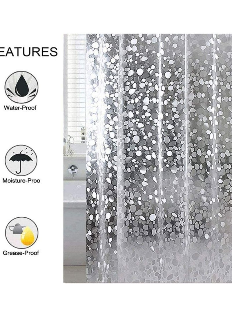 Shower Curtain Liner, Waterproof  8G EVA Thick Shower Curtain with Heavy Duty 3 Bottom Magnets, Shower Liner for Shower Stall, Bathtubs 3D Pebble Pattern, 72 x 72