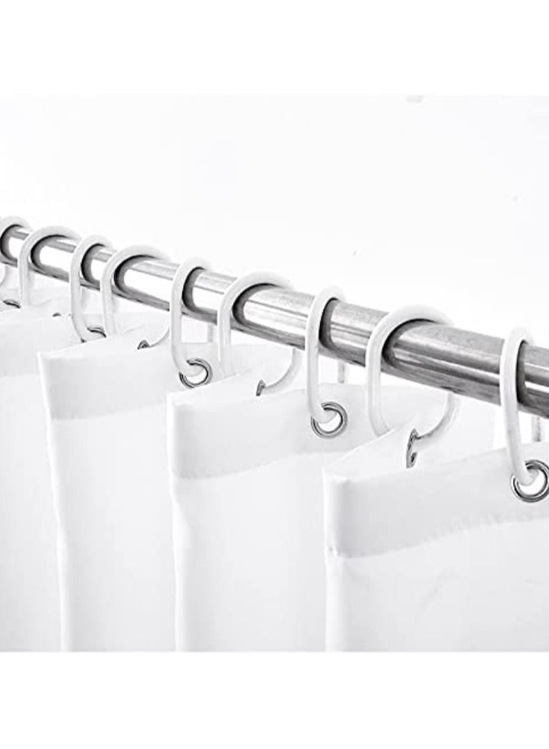 Shower Curtain Plain White Thick Fabric European Style Waterproof Mildew-proof No Smell with 12 Plastic Hooks for Bathroom (180 x 180cm) White