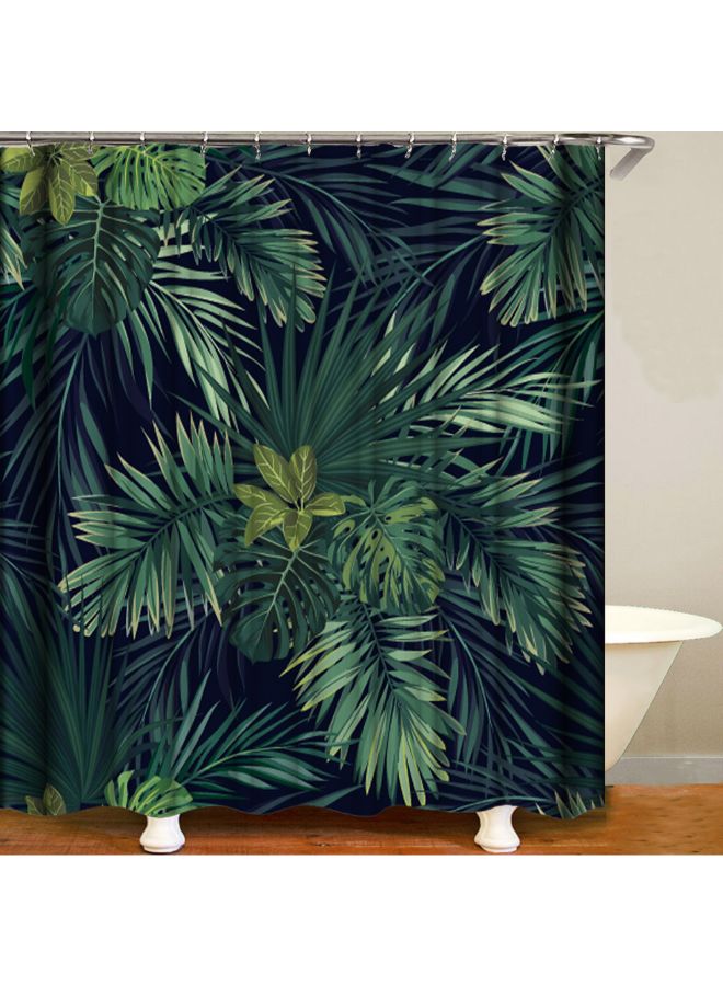 Leaf Printed Shower Curtain Green