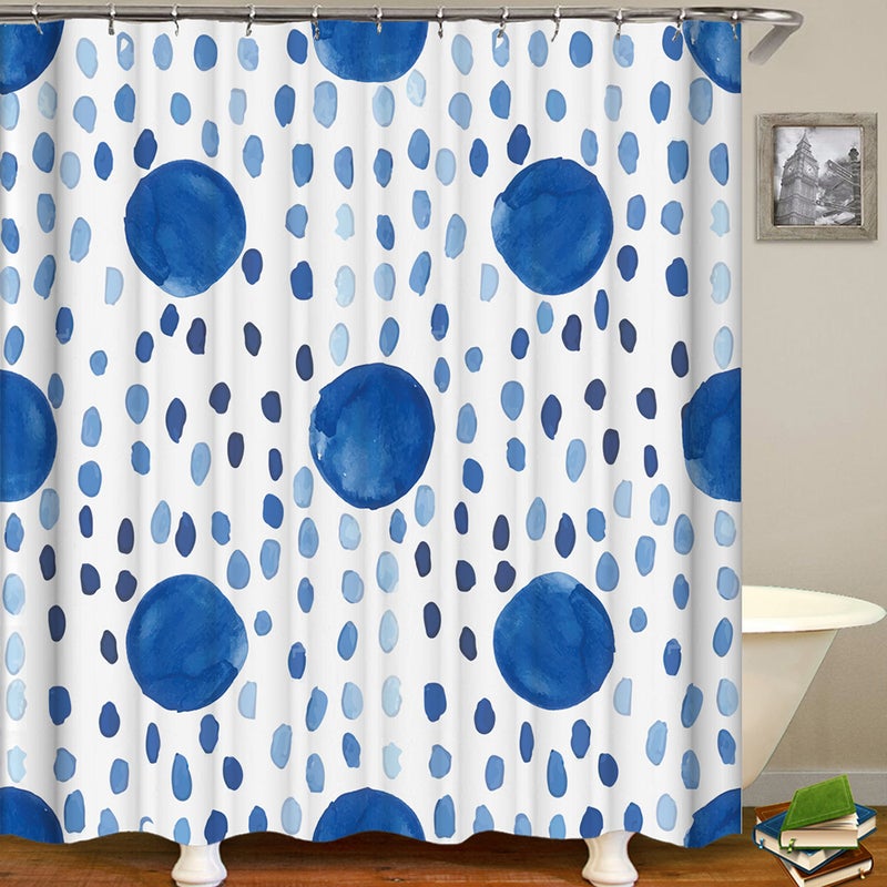 Waterproof Shower Curtain Blue/White 430grams