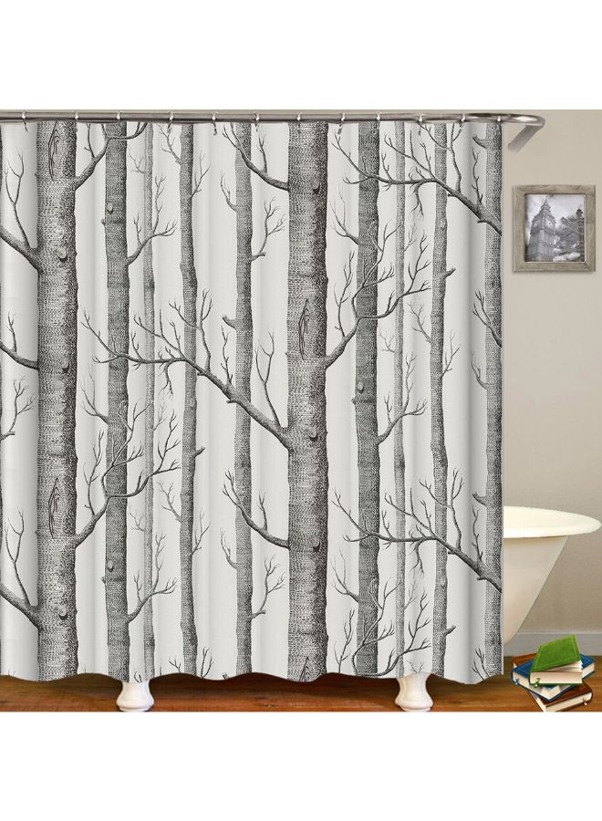 Tree Printed Shower Curtain Grey/White