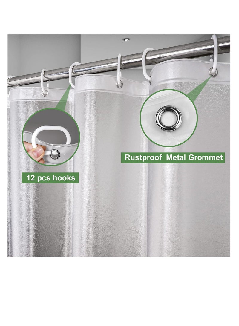Frosted Shower Curtain Liner, 72 x 72 inches Frosted Shower Liner Waterproof, with 3 Big Magnets, Eva Plastic Weighted Shower Curtains, for Bathroom, Water Repellent, Semi Transparent