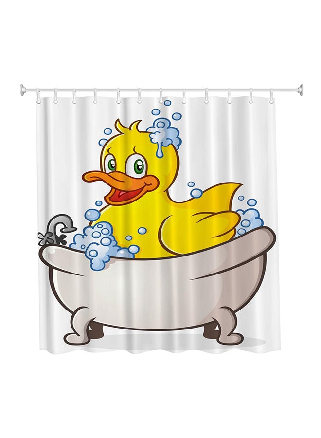 Small Duck In Bath Printed  Shower Curtain Bathroom Yellow/White 71 x 79inch