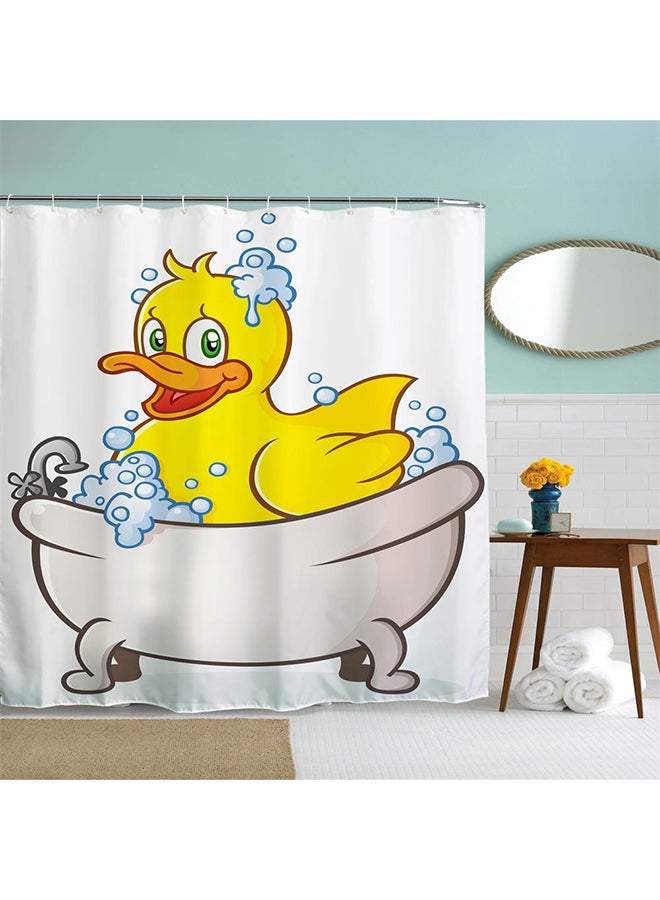 Small Duck In Bath Printed  Shower Curtain Bathroom Yellow/White 71 x 79inch