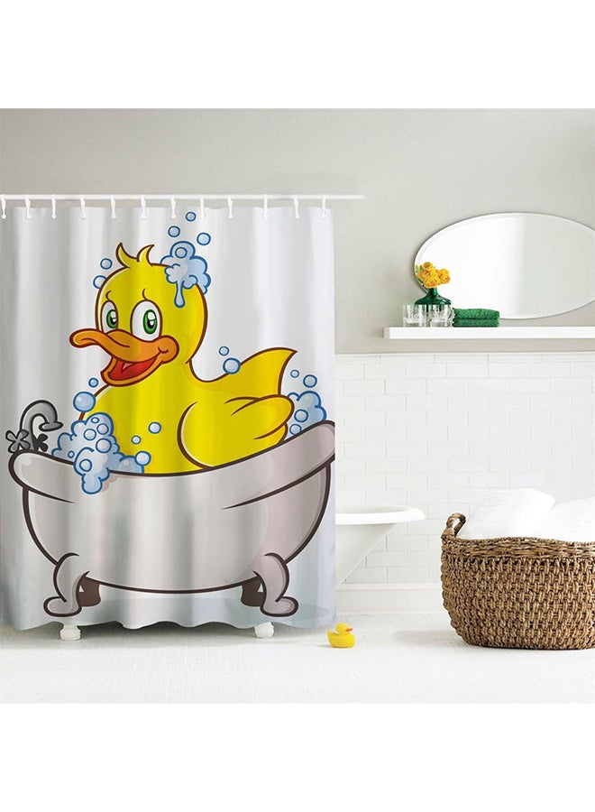 Small Duck In Bath Printed  Shower Curtain Bathroom Yellow/White 71 x 79inch