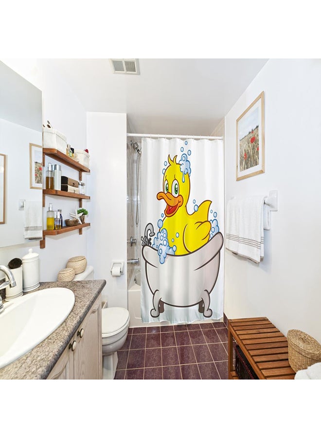 Small Duck In Bath Printed  Shower Curtain Bathroom Yellow/White 71 x 79inch