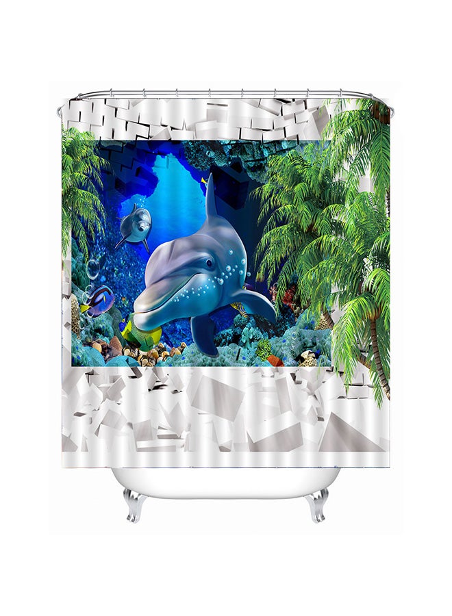 Simulation 3D Natural Scenery Bathroom Curtain Multicolour 0.36kg