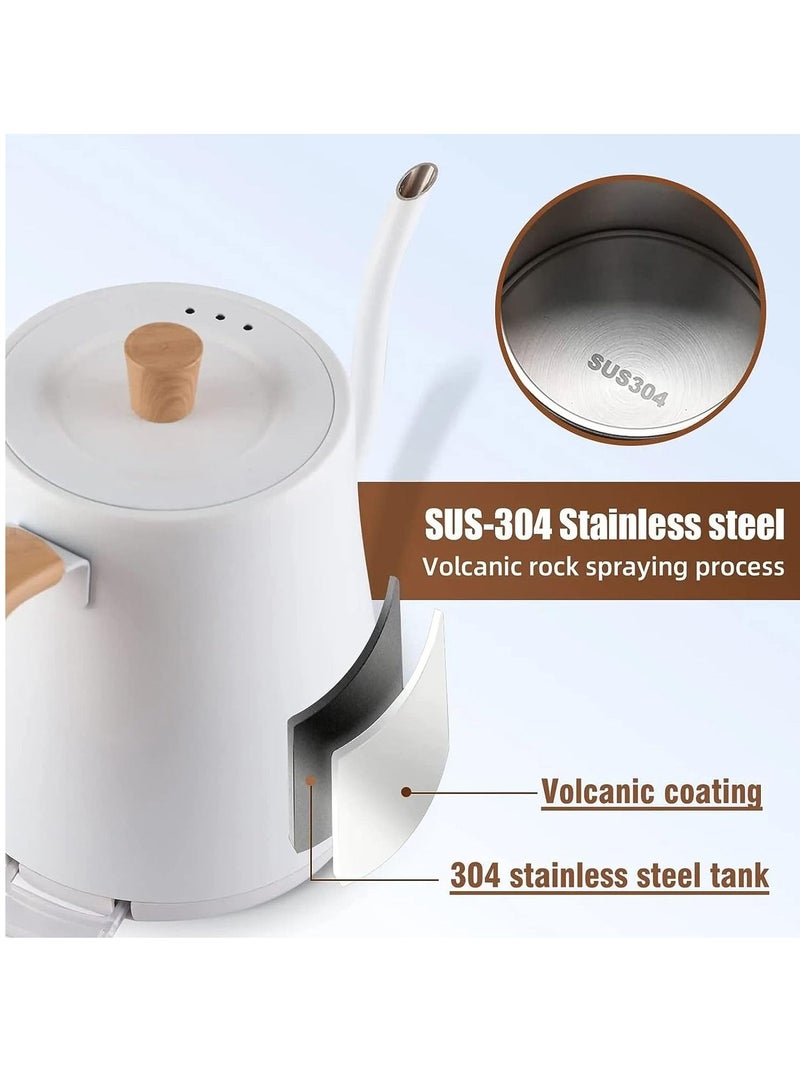 Electric Kettle with Temperature Control 3 Presets Pour Over Electric Kettle for Coffee&Tea Quick Heating Hot Water Kettle Stainless Steel Inner Auto Shutoff Boil-Dry Protection 0.8L (White)