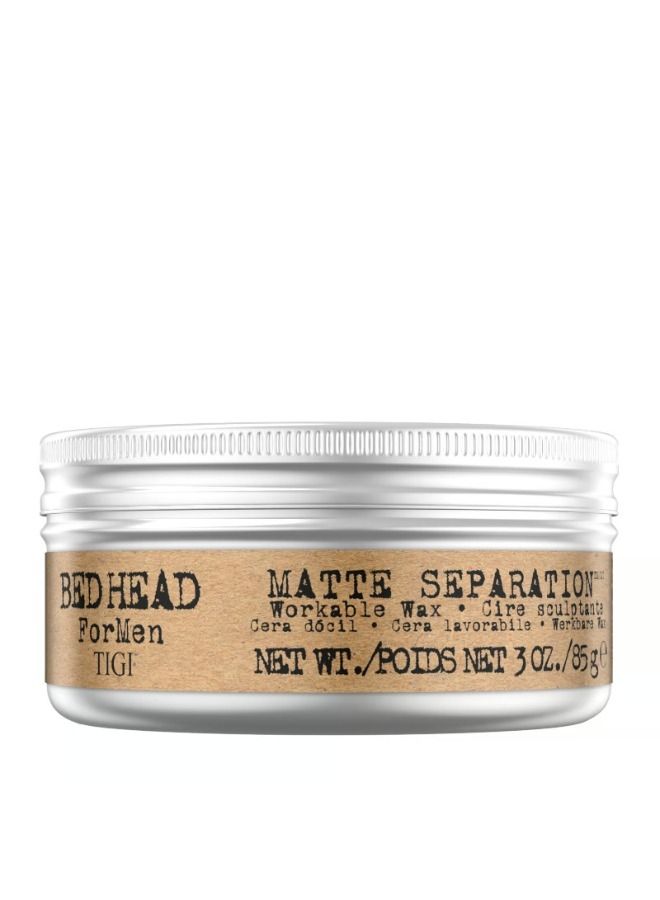 Bed Head for Men by Tigi Matte Separation Mens Hair Wax for Firm Hold 85g